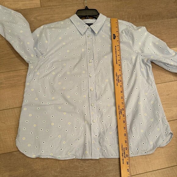 TALBOTS WOMENS LONG SLEEVE BUTTON WOMENS SHIRT BLUE STRIPE FLOWERS XL PETITE - Picture 5 of 7